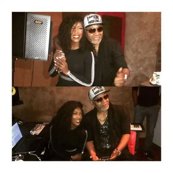 Tiwa Savage Records With Congolese Star Musician, Awilo Longomba(Photos)